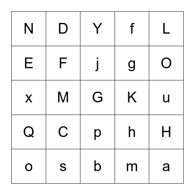 Alphabet B I N G O Bingo Card