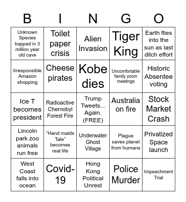 2020 Apocalypse Bingo Card