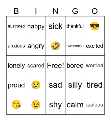Feelings Bingo Card