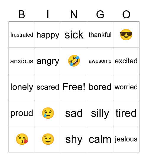 Feelings Bingo Card