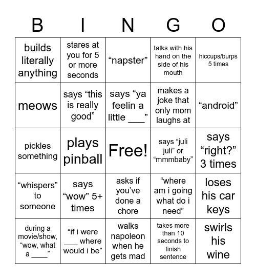 Bingo Bingo Card