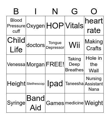 Clinic Bingo Card