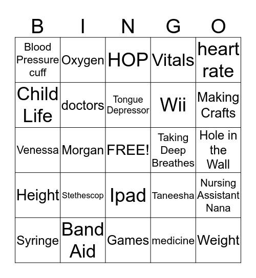 Clinic Bingo Card