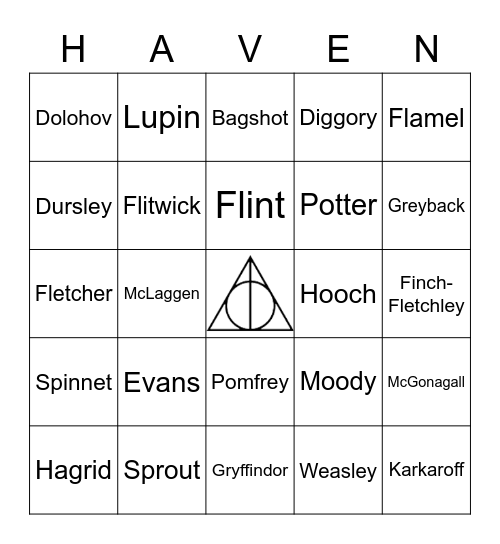 Hedwig's Haven Bingo Card