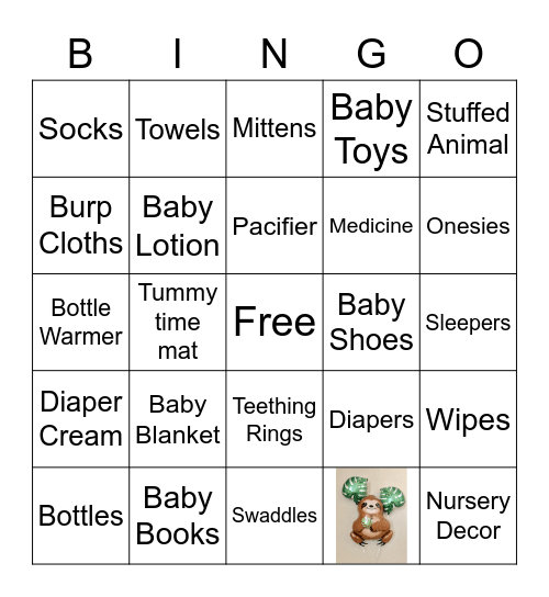 Baby Shower Bingo Card