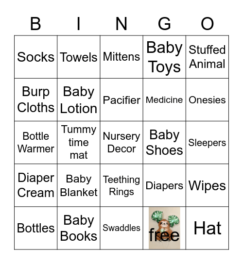 Baby Shower Bingo Card