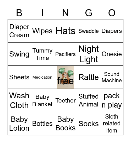 Baby Shower Bingo Card