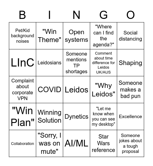 SA Offsite Bingo Card