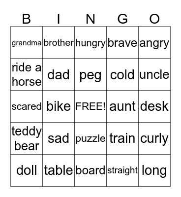 Family & Friends 2 Review 1 Bingo Card