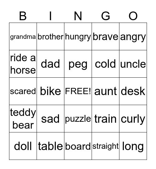 Family & Friends 2 Review 1 Bingo Card