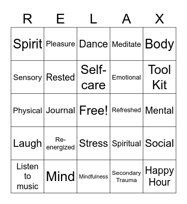 Self-Care for Urban Principals Bingo Card