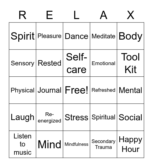 Self-Care for Urban Principals Bingo Card