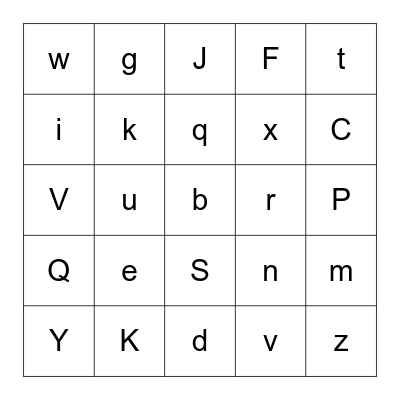 Alphabet B I N G O Bingo Card