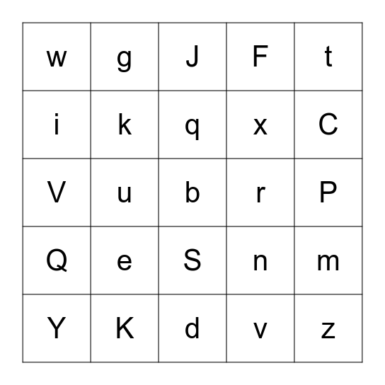 Alphabet B I N G O Bingo Card