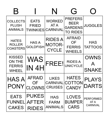 VFC/CAIR CARNIVAL BINGO Card