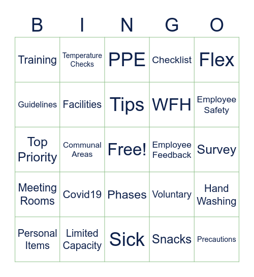 Office Reopening Bingo Card