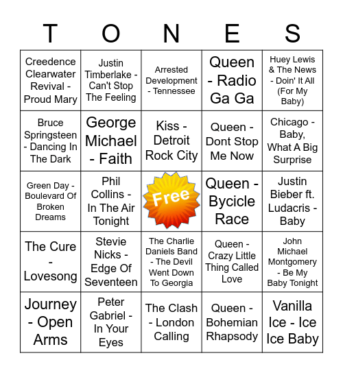 Game Of Tones 6/8/20 Game 1 Bingo Card