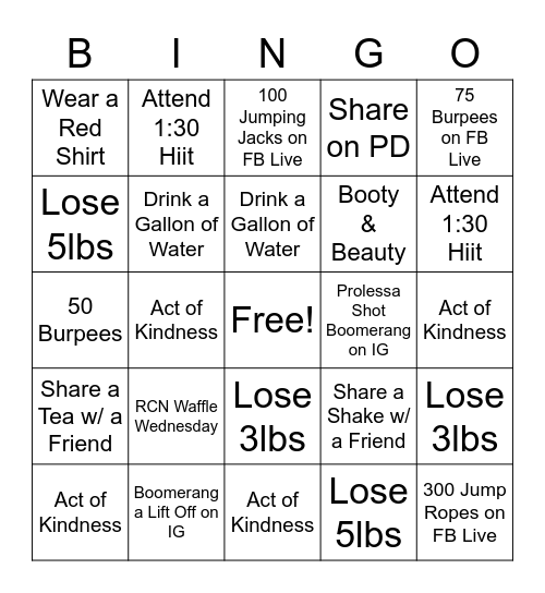 RCN BINGO 6/9-6/13 Bingo Card