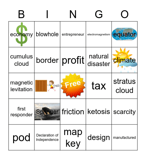 Science and Social Studies BINGO Card