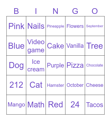 Classroom Bingo Card