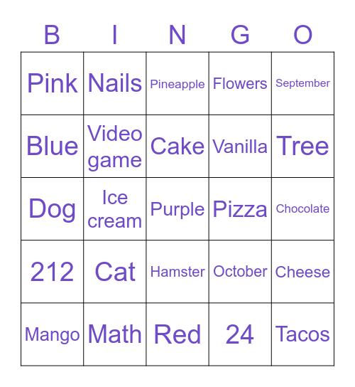 Classroom Bingo Card