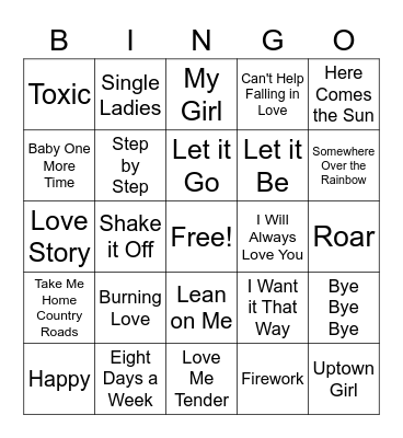 Music Bingo Card