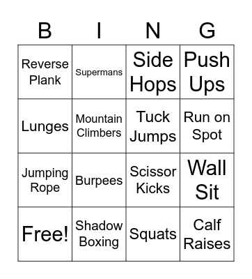 FITNESS BINGO Card