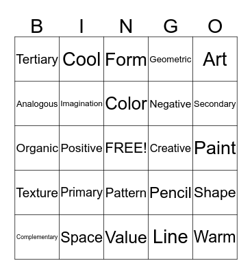 Art Bingo Card