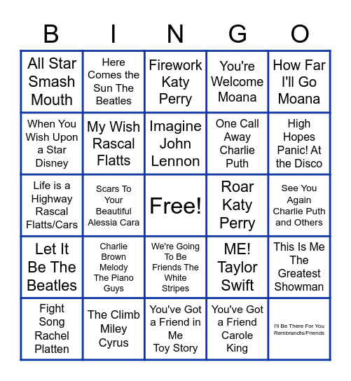 Last Day of Virtual Class Music Bingo Card