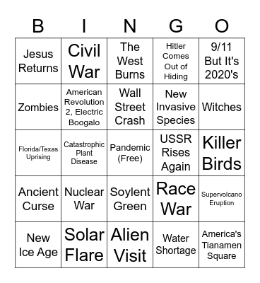 Apocalypse Bingo Card