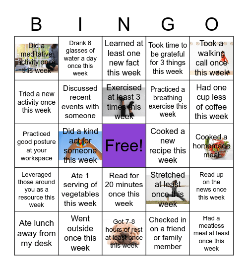 SoCal Wellness Bingo Card