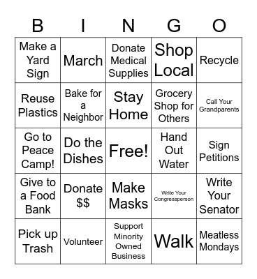 Ways to Help BINGO! Bingo Card