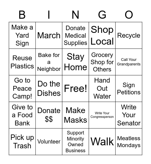 Ways to Help BINGO! Bingo Card