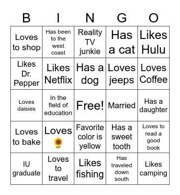 Win-o Bing-o! Bingo Card
