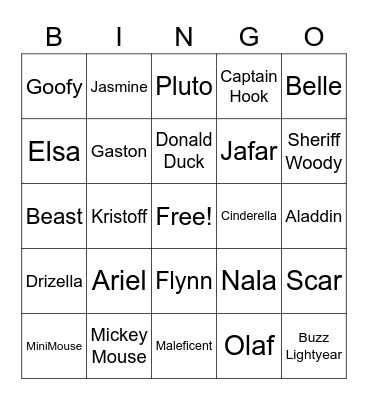 disney bingo Card