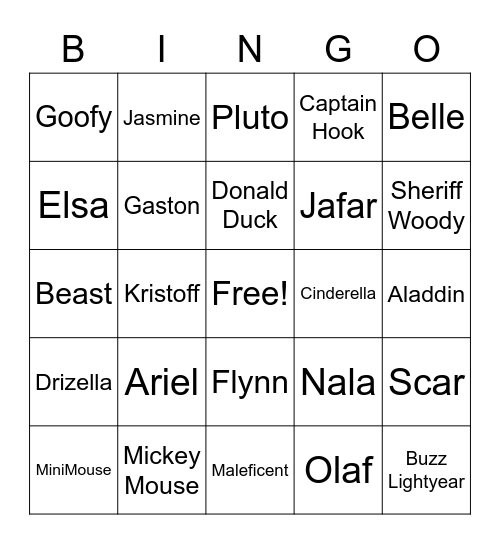 disney bingo Card