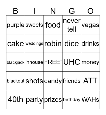 VEGAS BINGO Card