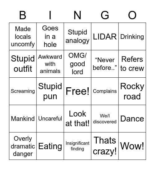 Gosh Jates Bingo Card