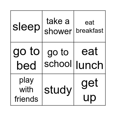 Daily Routine Bingo Card