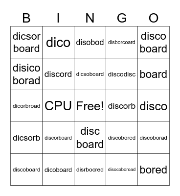 I need help with... Bingo Card