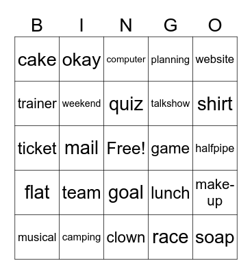 Engelse leenwoorden Bingo Card