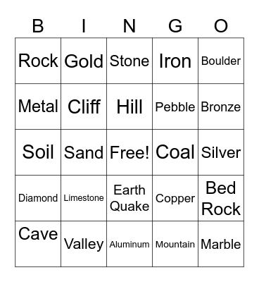Earth 10987 Bingo Card