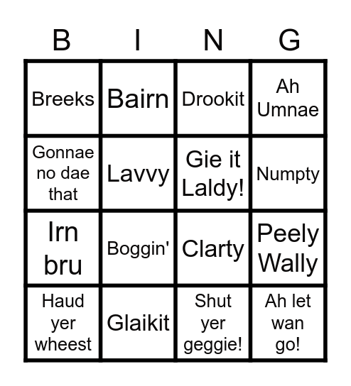 Lingo Bingo! Bingo Card