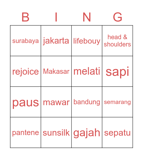 muji bingo Card