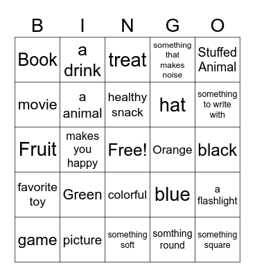 Scavenger Hunt Bingo Card