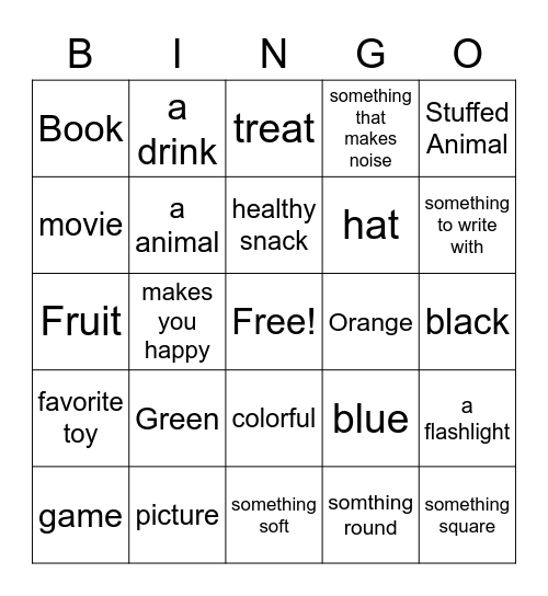 Scavenger Hunt Bingo Card