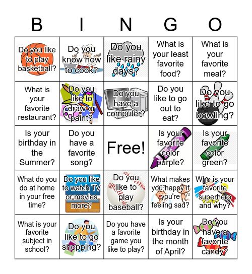 Friend Bingo Part 2 Bingo Card
