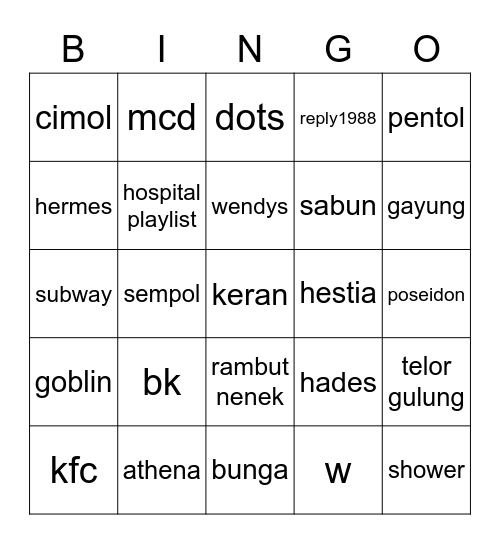 Untitled Bingo Card