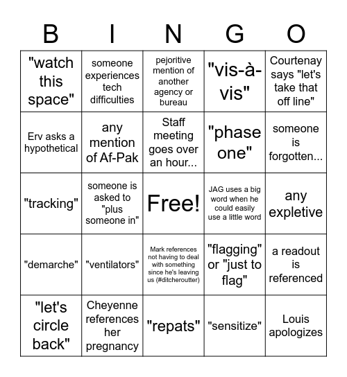 Watch This Space Bingo Card