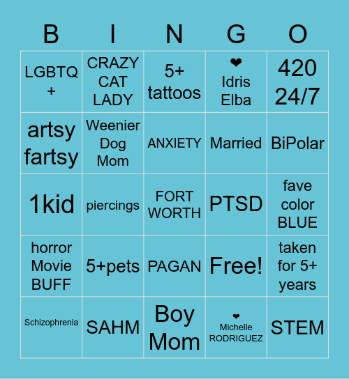 Hippiechk Bingo Card